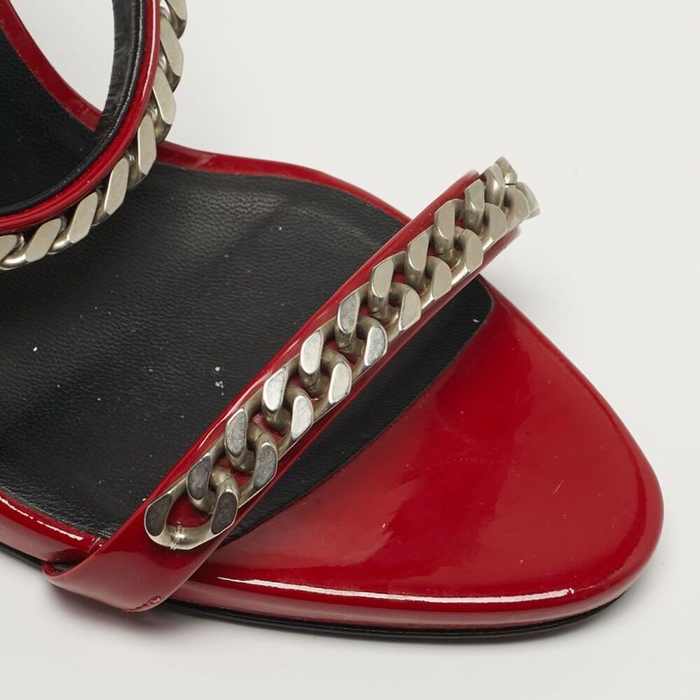Giuseppe Zanotti Curb Chain Size 40 Red Patent Leather Slide Sandals - Picture 7 of 7